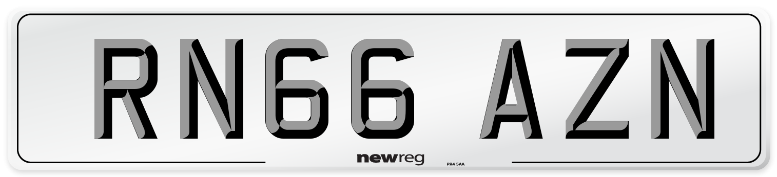 RN66 AZN Number Plate from New Reg